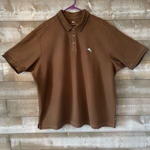 Tommy Bahama Brown Polo with Light Blue Dolphin Embroidery